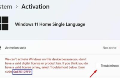 Activation Error Code: 0x87e107f9 — What is it & How to Fix it?